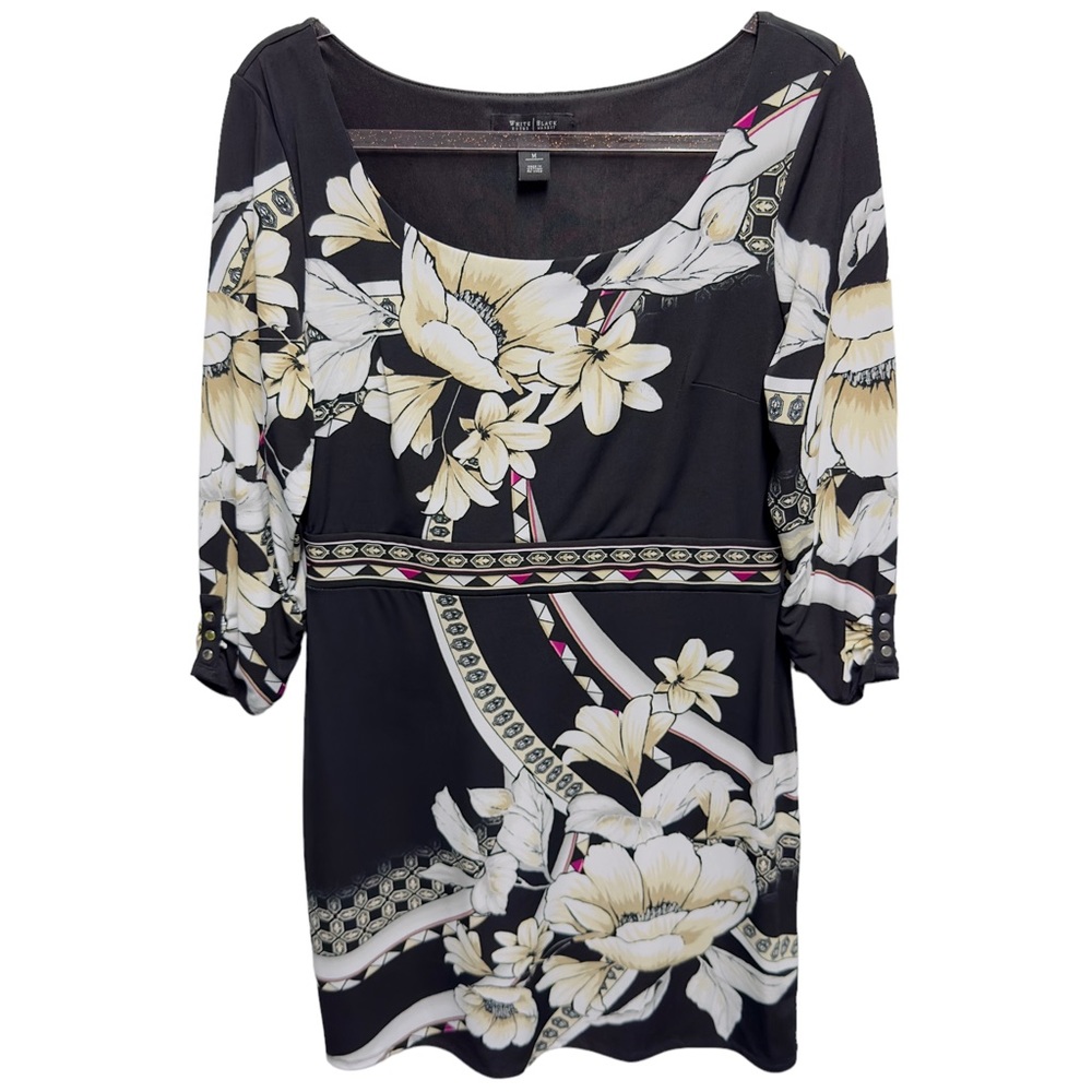 Silky Liquid Ponte Jersey Knit Toile Floral Paisley Mosaic Mini Dress